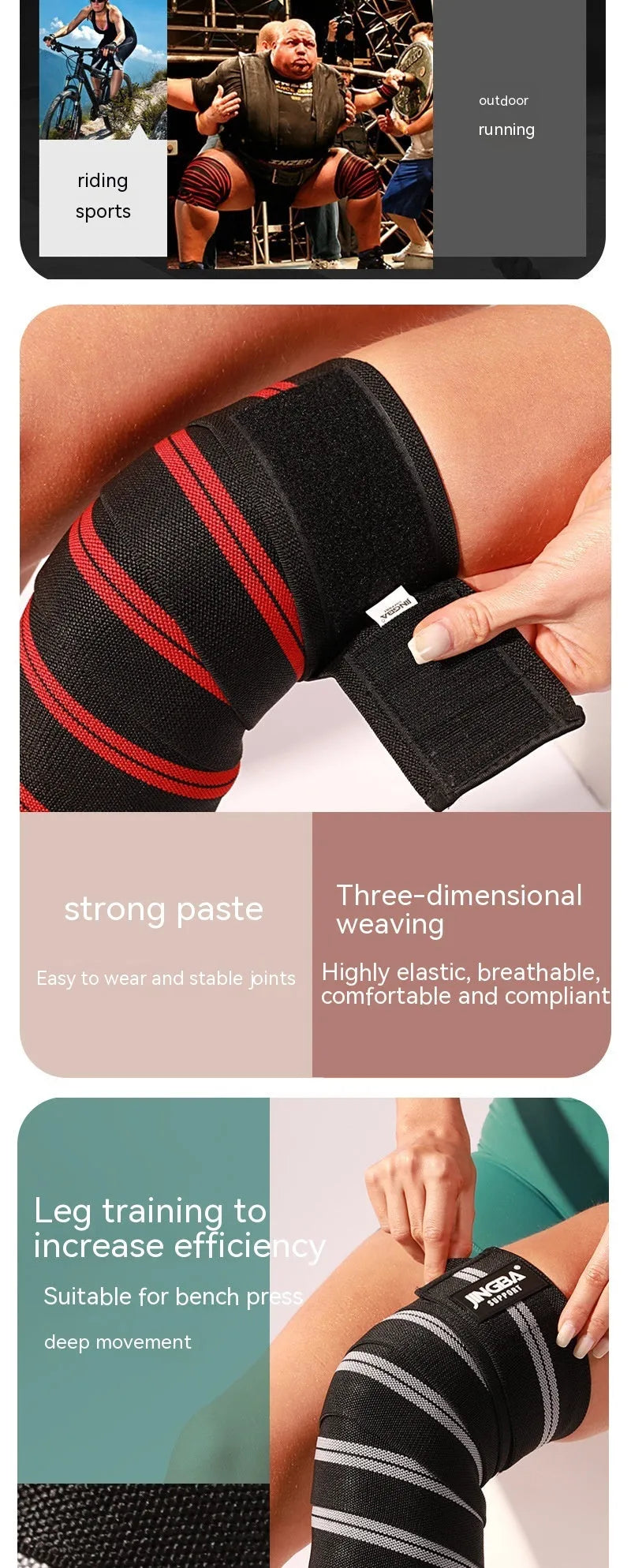 Adult adjustable knee pads for sports in blue, grey, red, or yellow colour options