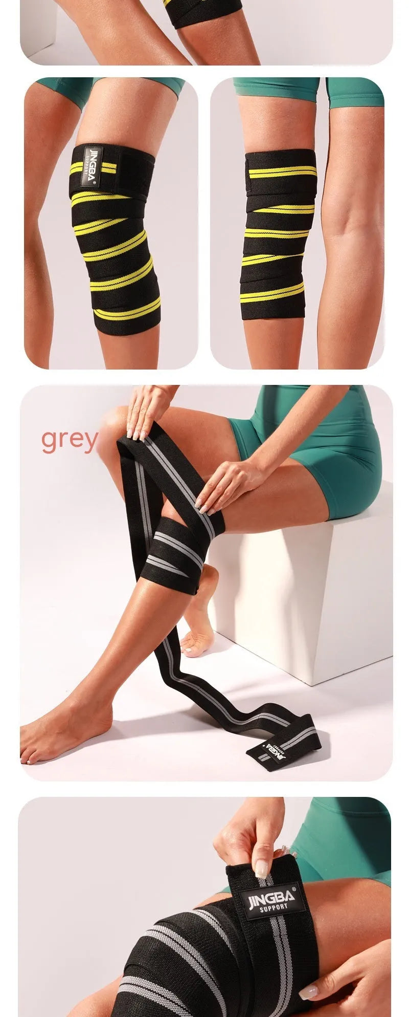 Adult adjustable knee pads for sports in blue, grey, red, or yellow colour options
