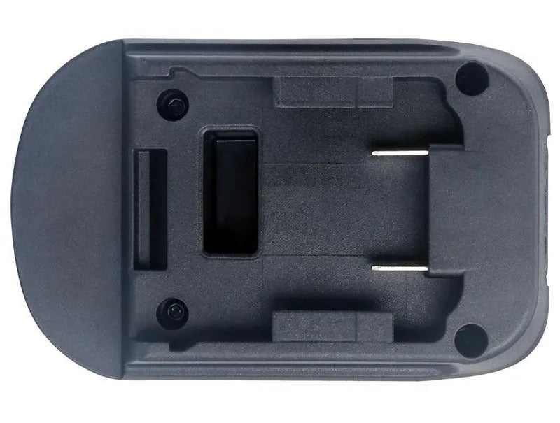 Black Milwaukee DM18M to MAKITA H99F battery adapter showing connection ports