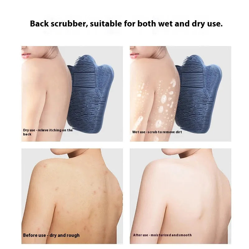 Blue silicone bath massage mat with textured surface for exfoliation