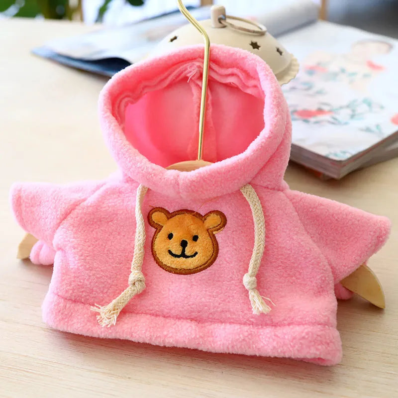 Medium and large size dog hoodie sweater with balaclava hood in blue, pink, red, yellow, brown and grey bear pattern colours