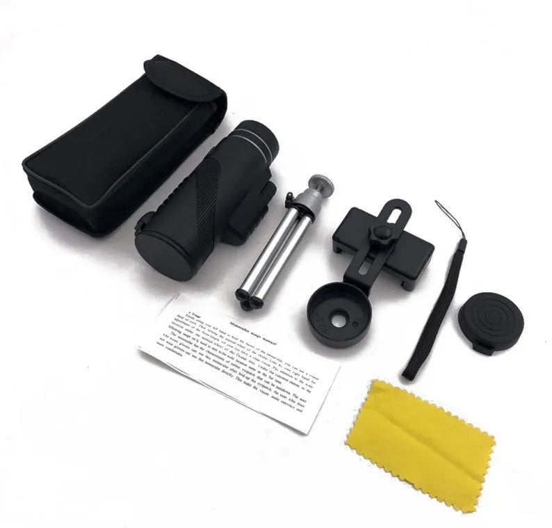 Black HD 40x60 waterproof monocular telescope with 40x magnification for outdoor observation