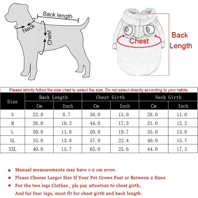 Green frog costume pet hoodie for small dog or cat with hood and detailed size measurements
