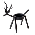 Black iron Christmas candlestick with deer or elk design for candle holding
