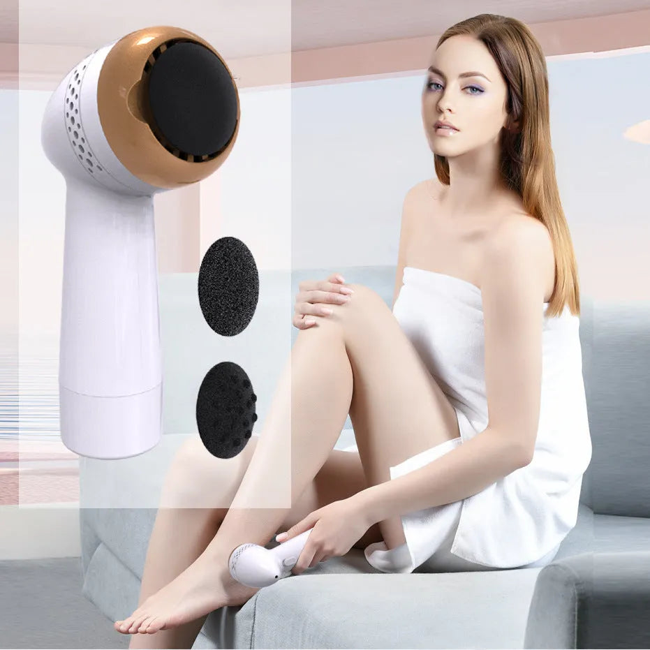 Electric vacuum foot grinder with quartz grinding head in gold, pink gold, or white silver finish