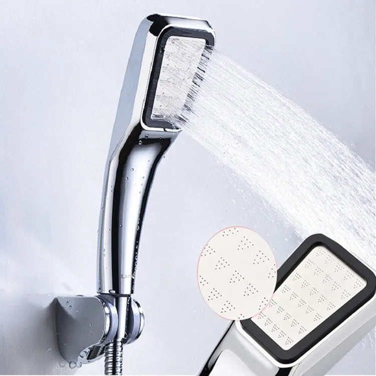 Orange hand-held pressurised shower head with rain function, complete shower set