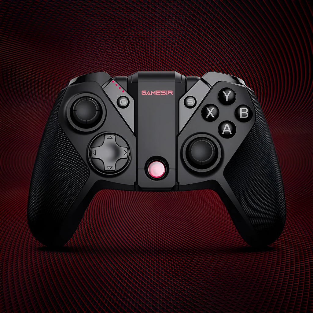 Black wired game controller with a type-C USB cable and ergonomic handles.