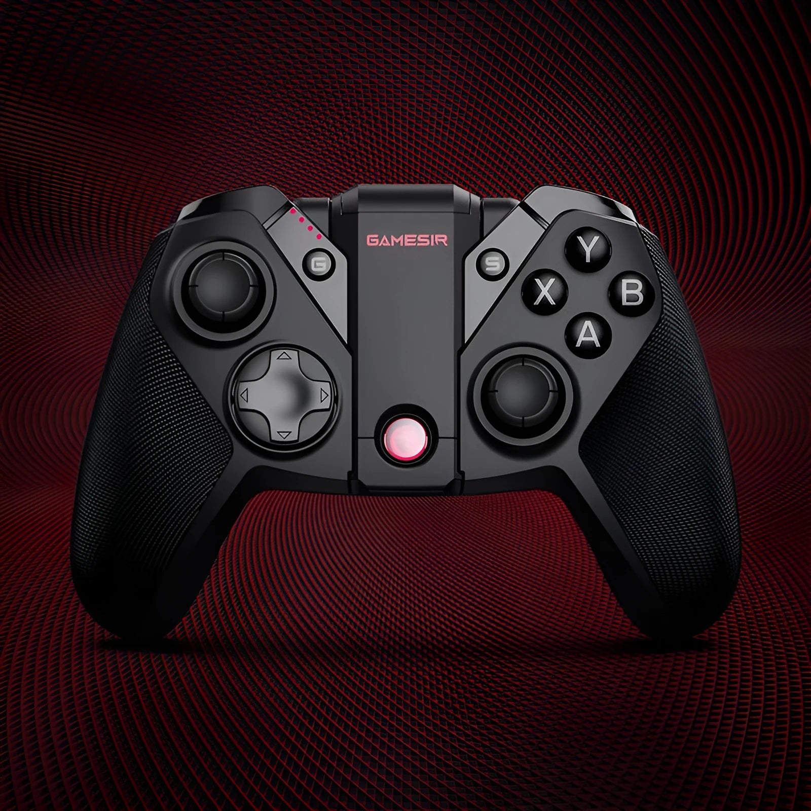 Black wired game controller with a type-C USB cable and ergonomic handles.