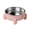 Green non-slip stainless steel pet food bowl with anti-overturn base and raised foot