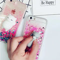 Colourful glitter cat design phone case shown on an iPhone, with cutouts for camera and ports visible.