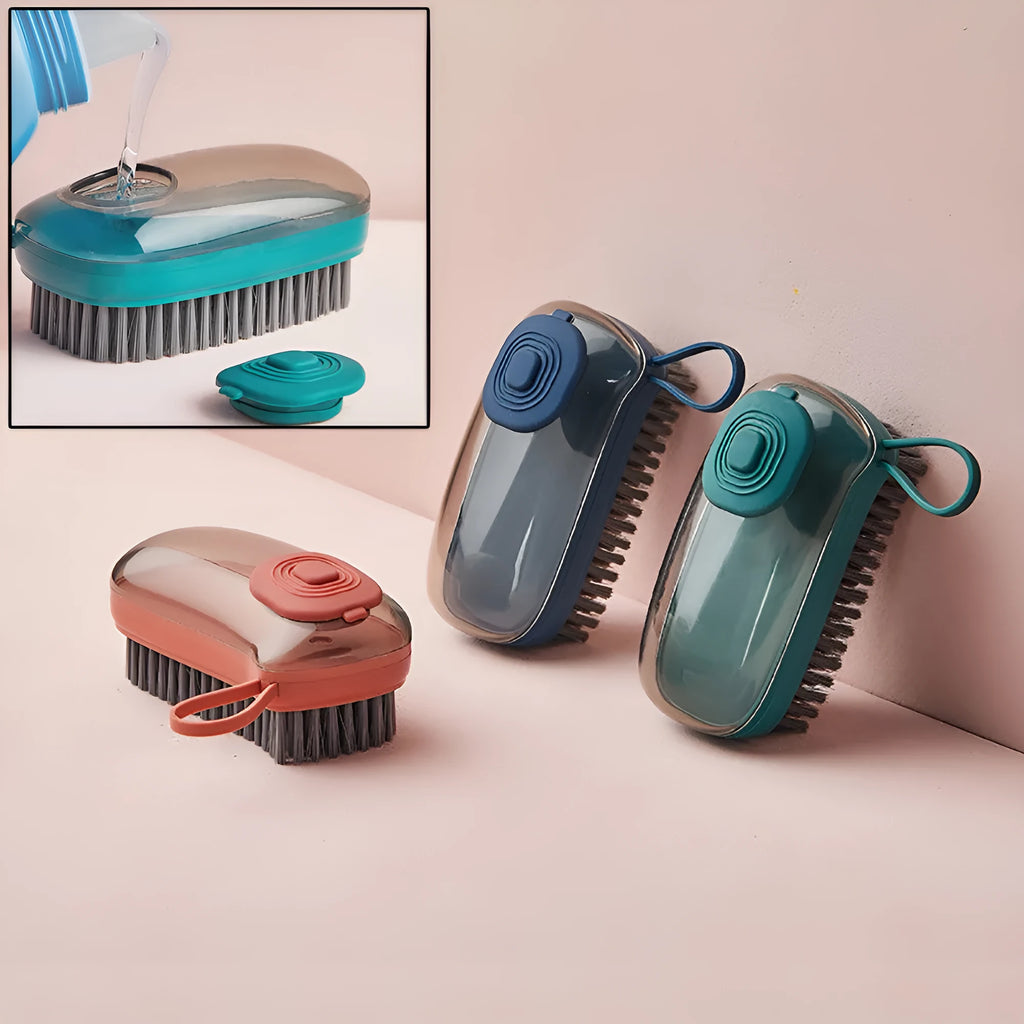 Automatic liquid cleaning brush with ergonomic ABS handle in multiple colour options