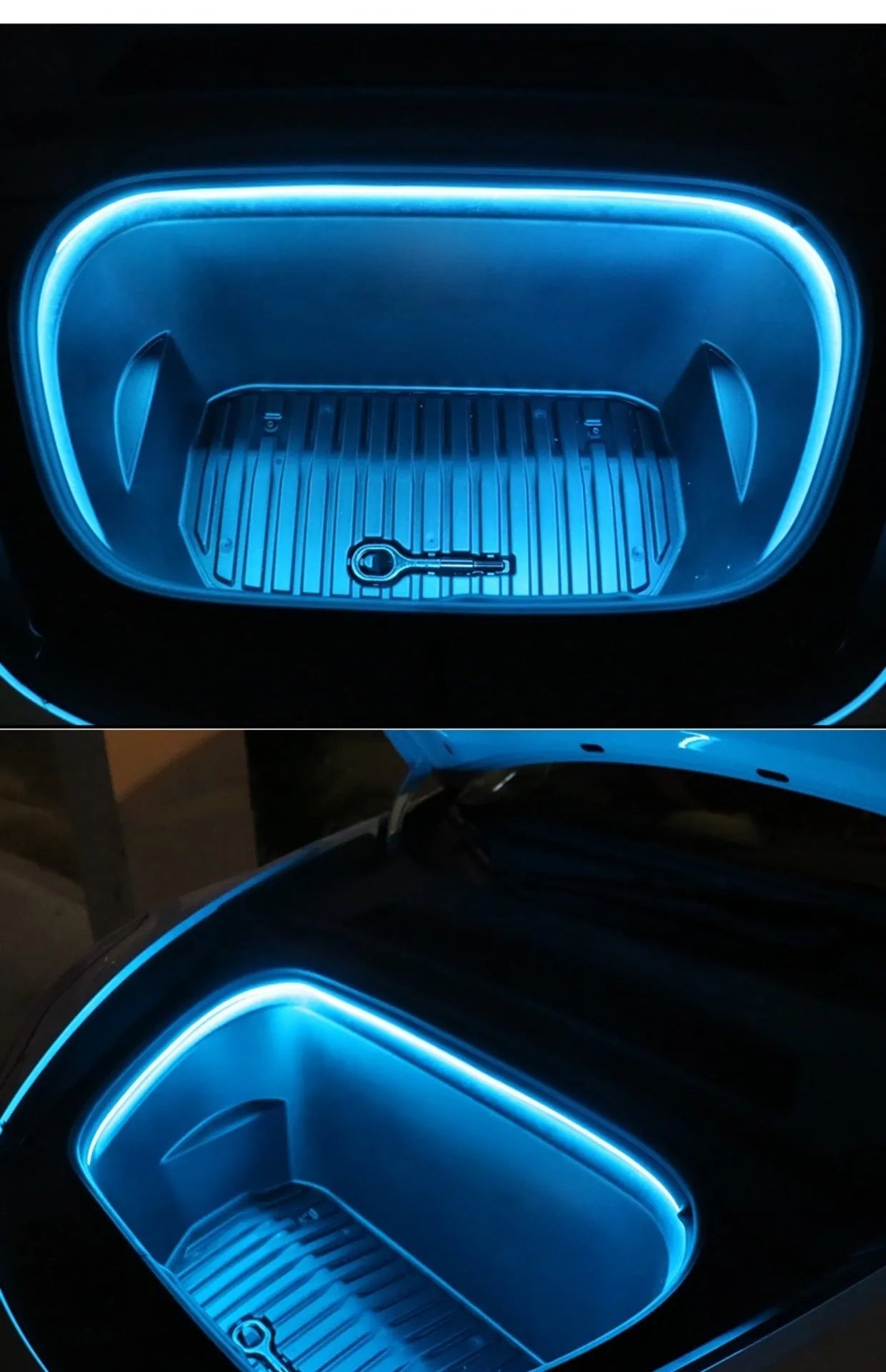 Tesla Model 3 and Y front centre console ambience lighting kit in soft silicone with colour choice.