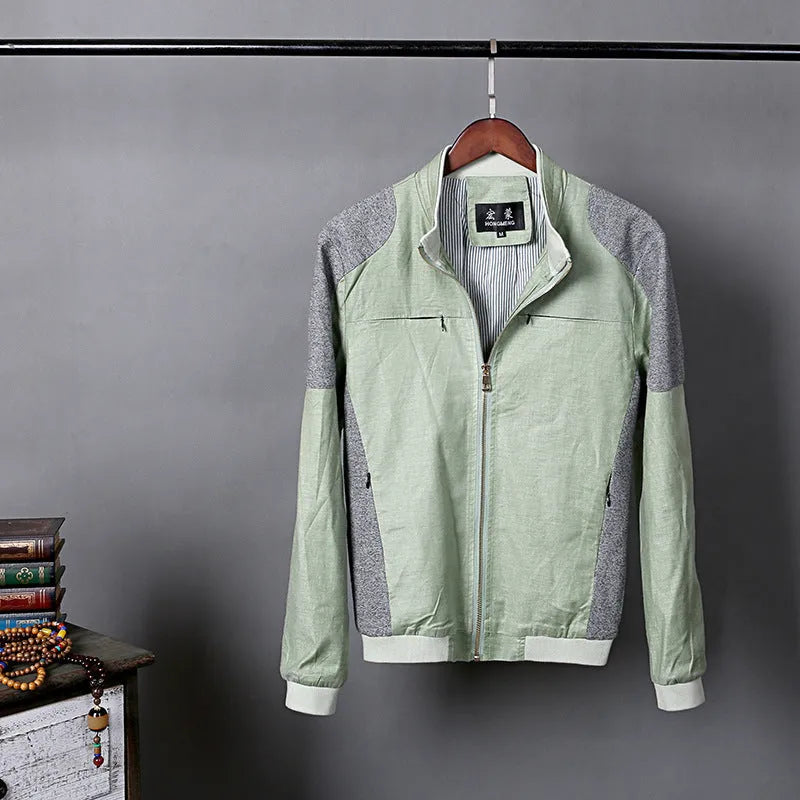 Men's lightweight cotton jacket in heather grey, shown in a regular fit for casual wear.