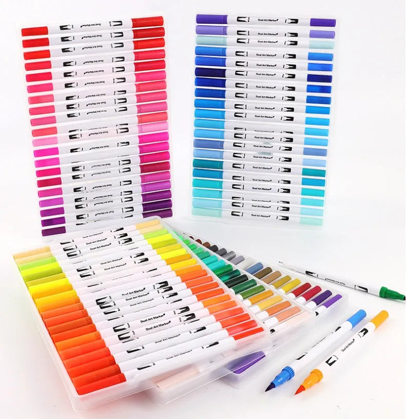 Set of watercolour pens with waterproof ink in assorted colours for drawing and promotional gifts.