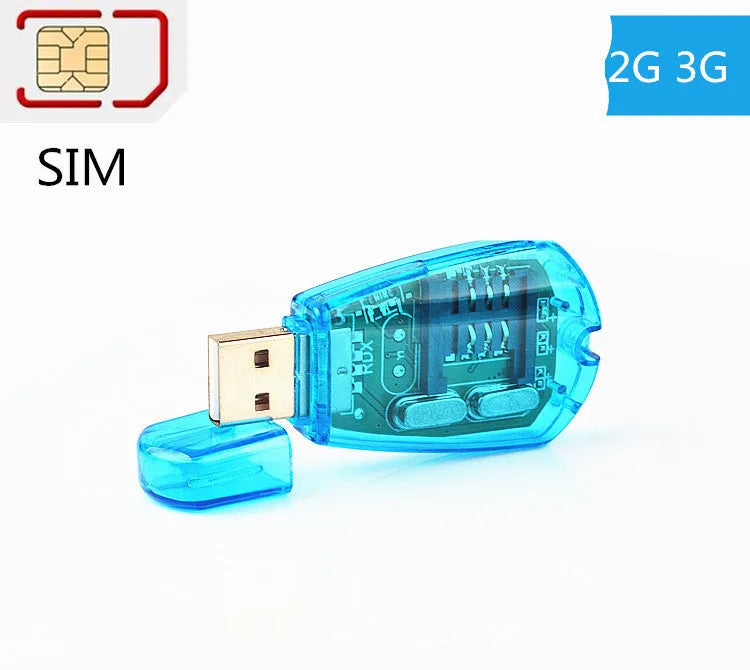 Blue USB 2.0 external mobile phone SIM card reader for data backup