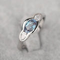 Women's geometric ellipse ring with inlaid zircon stone in white gold colour
