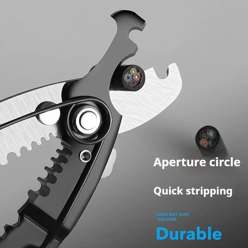 Fully automatic wire stripping pliers with high carbon steel blades and 45# steel construction