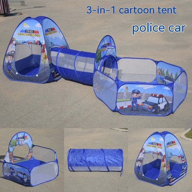 Underwater World children's tent with marine cartoon design, ball pool and tunnel components