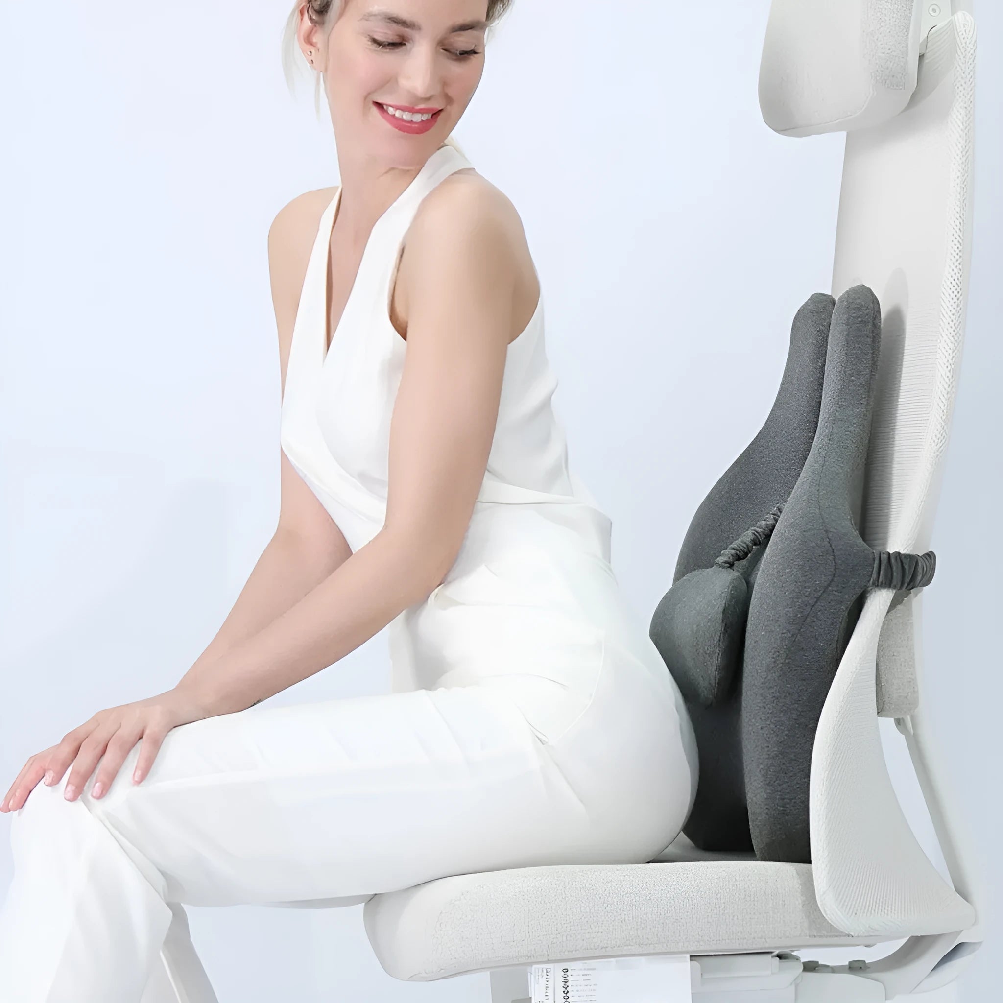 Memory foam lumbar support cushion 50x47x9cm in black dark grey light grey pink