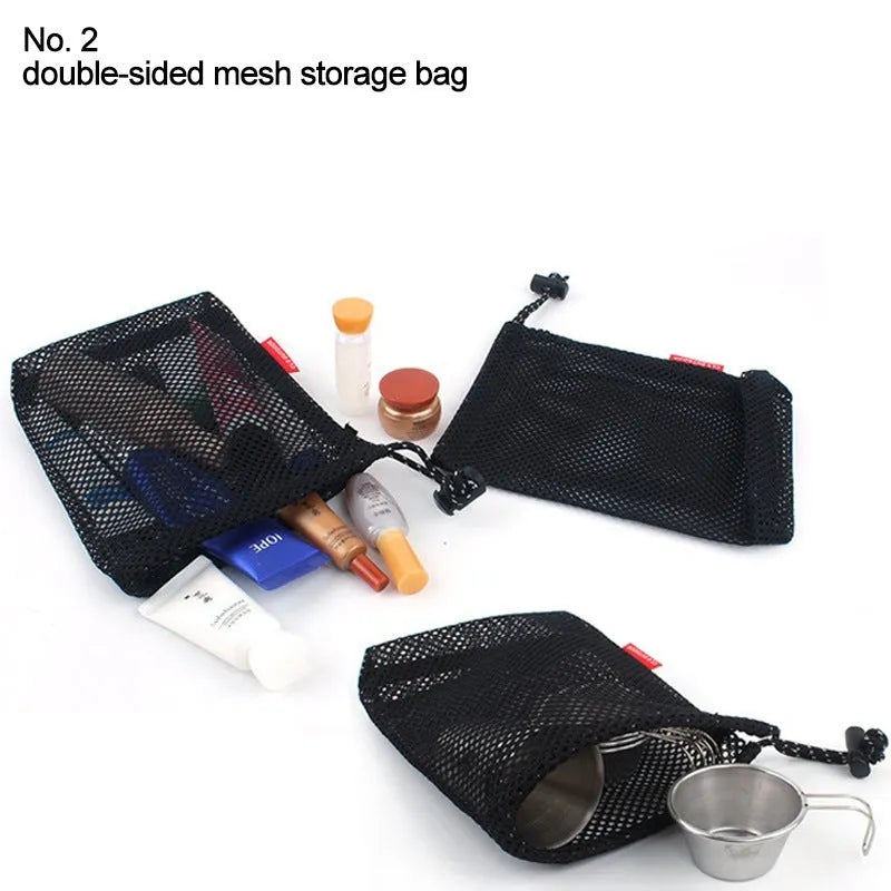 Red 5-piece Oxford cloth travel storage bag set with mesh panels and zipper closures