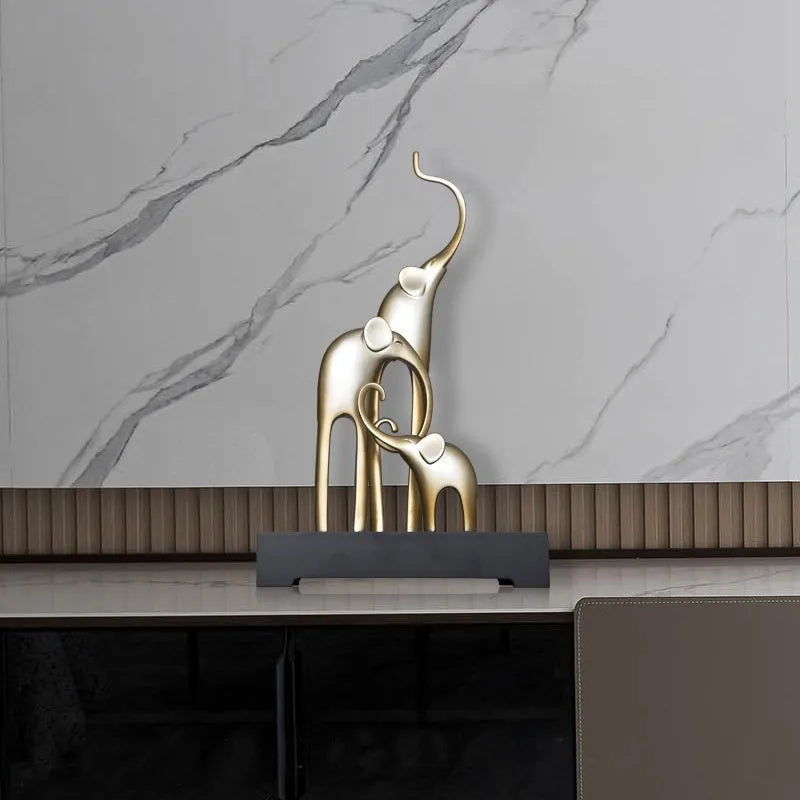 Resin fortune elephant decorative craft ornament in bright gold, rose gold, silver, or retro colour finish.