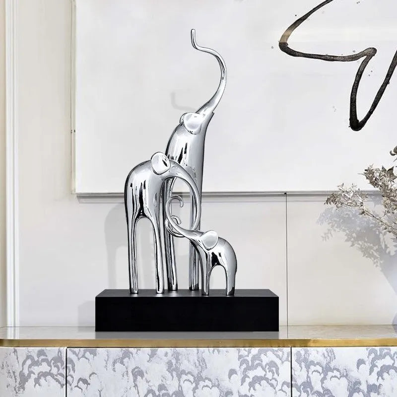 Resin fortune elephant decorative craft ornament in bright gold, rose gold, silver, or retro colour finish.