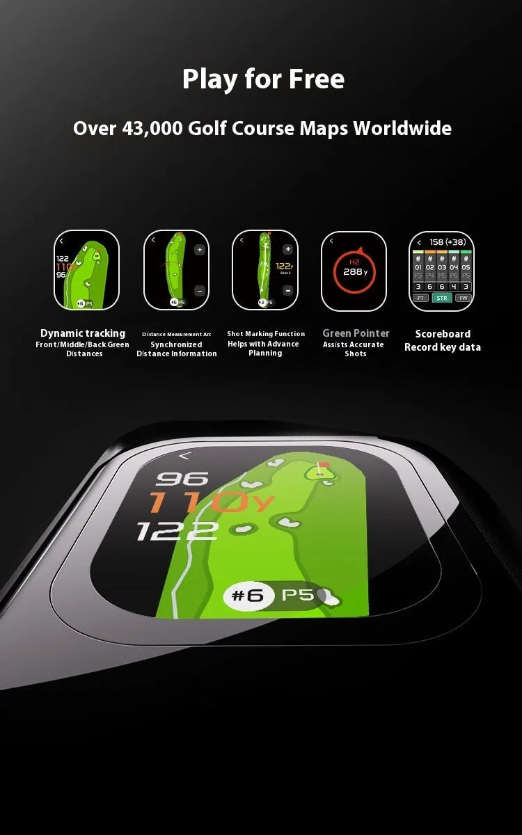 Black GenePro G1 GPS rangefinder portable telescope with AMOLED screen and plastic housing.