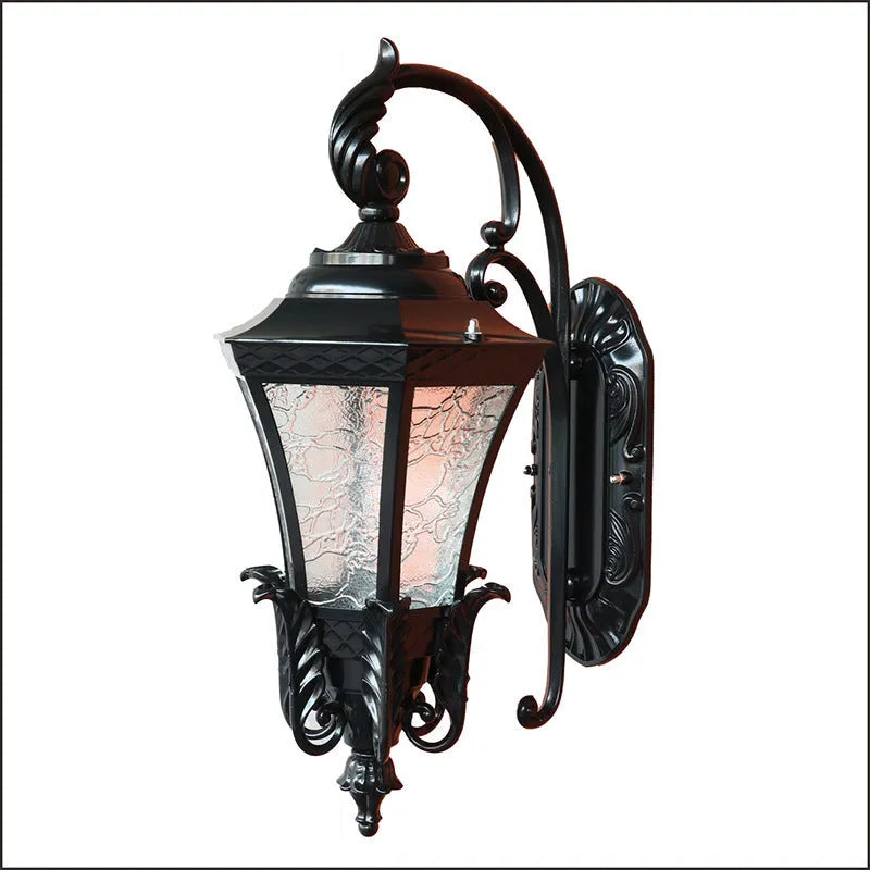 Solar-powered outdoor wall lamp in black or bronze with remote control for garden lighting