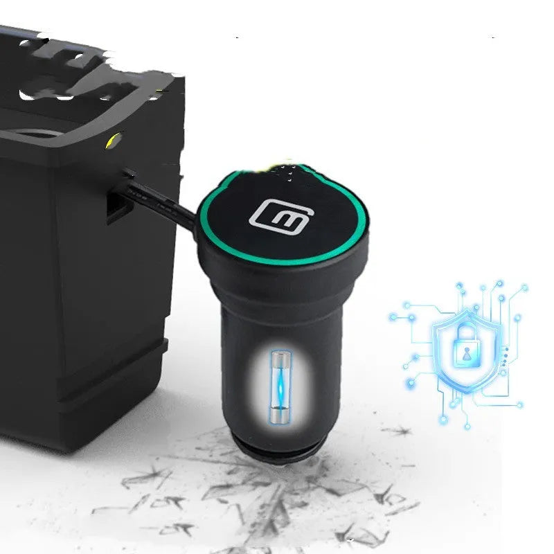 Black car charger with two USB ports for QC3.0 fast charging, designed for VW Lavida and Skoda Pola vehicles