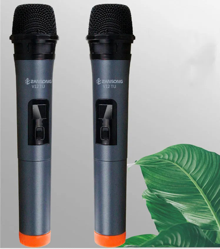 Black ZANSONG V12 wireless dynamic handheld microphone with USB receiver and accessories