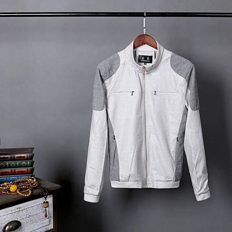 Men's lightweight cotton jacket in heather grey, shown in a regular fit for casual wear.