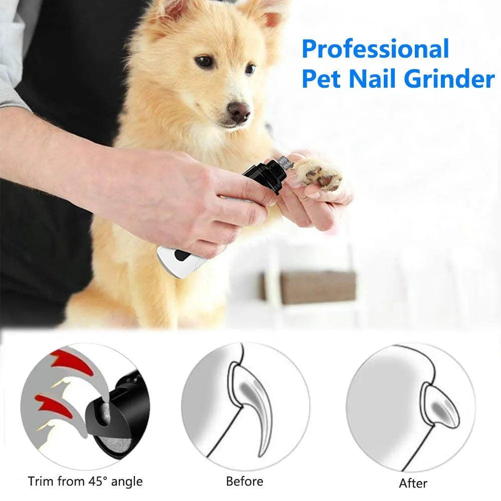 3-speed LED electric nail trimmer for dogs with dust collection system.