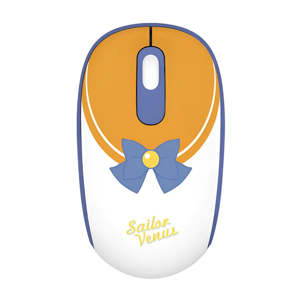Sailor Moon pink cartoon wireless mouse with USB receiver on desk
