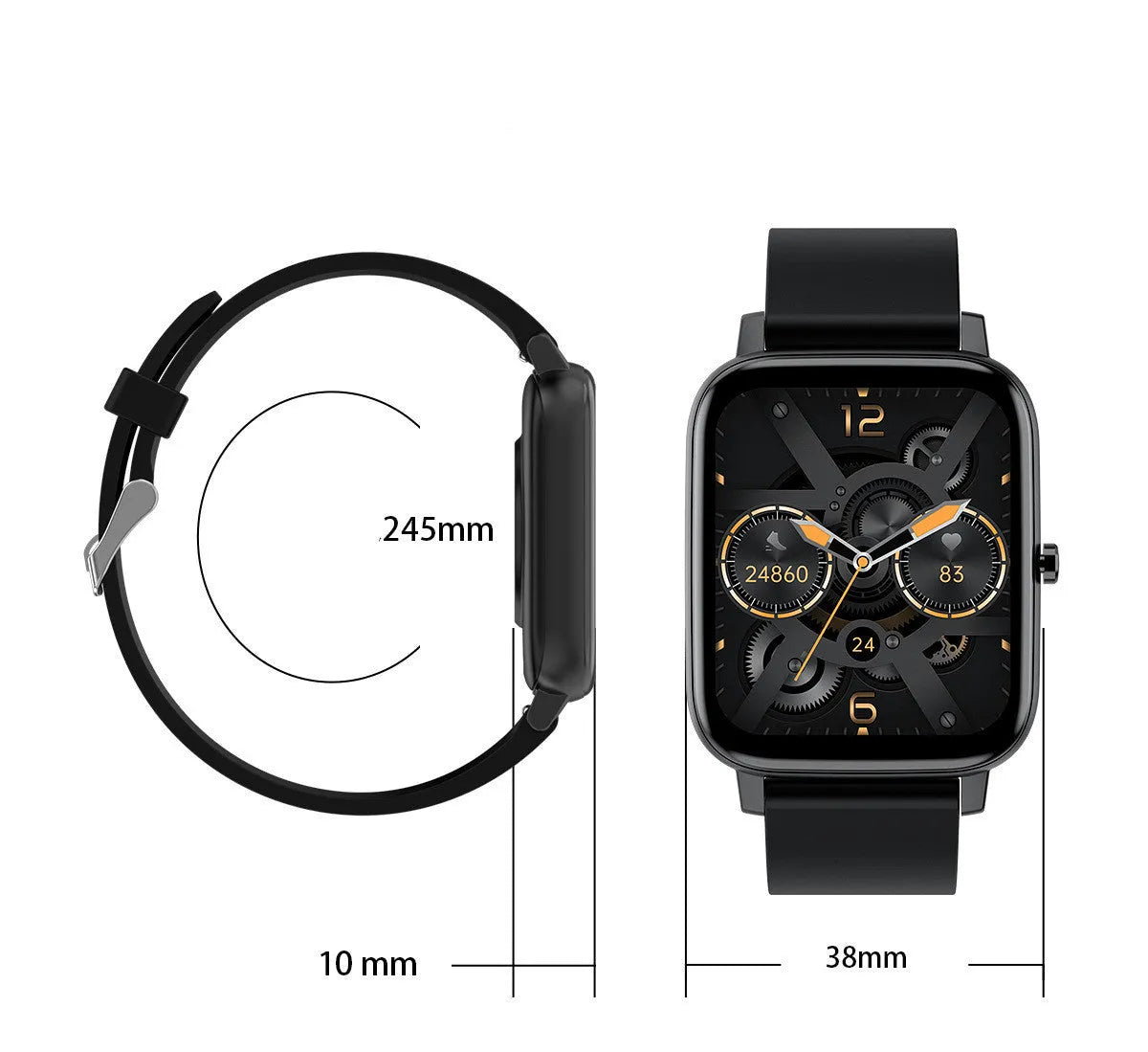 H80 fashion sports smart watch with spherical glass screen and silicone strap showing health metrics display