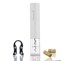Black automatic electric wine bottle opener with integrated foil cutter on a countertop