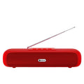 Desktop wireless long strip subwoofer speaker in black, blue, red, or silver grey colours.