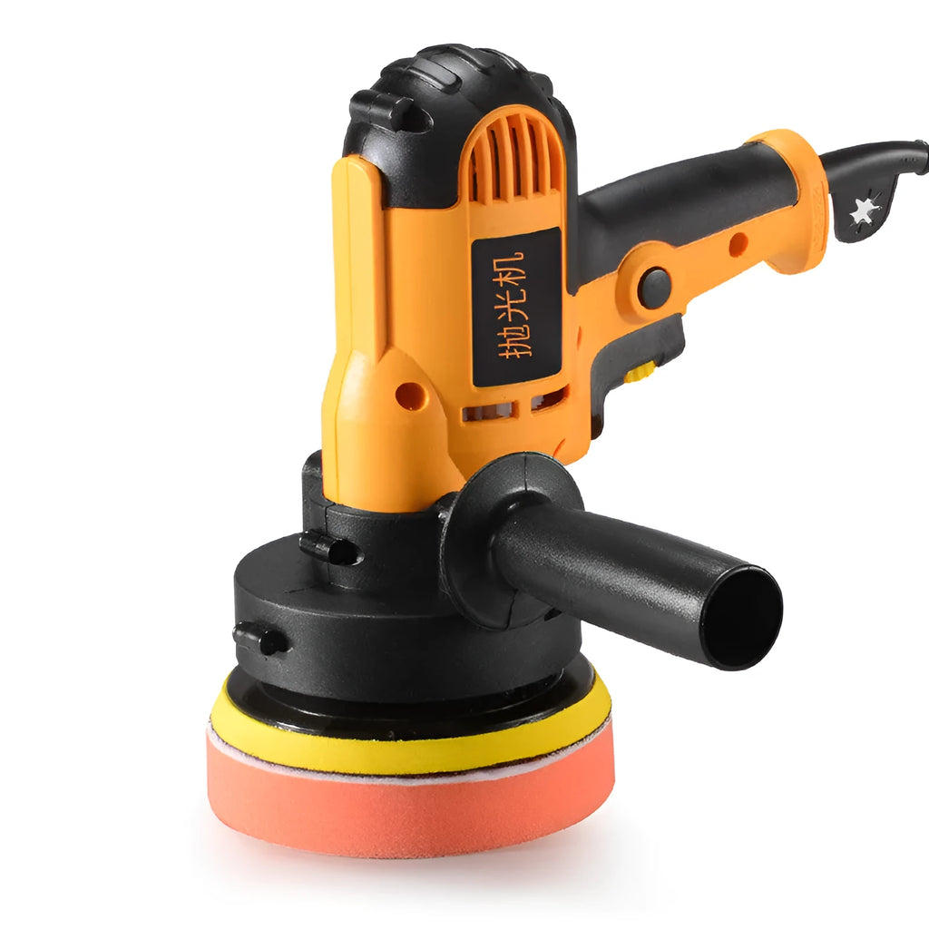Yellow car polishing machine with 125mm disc for automotive and multi-surface applications