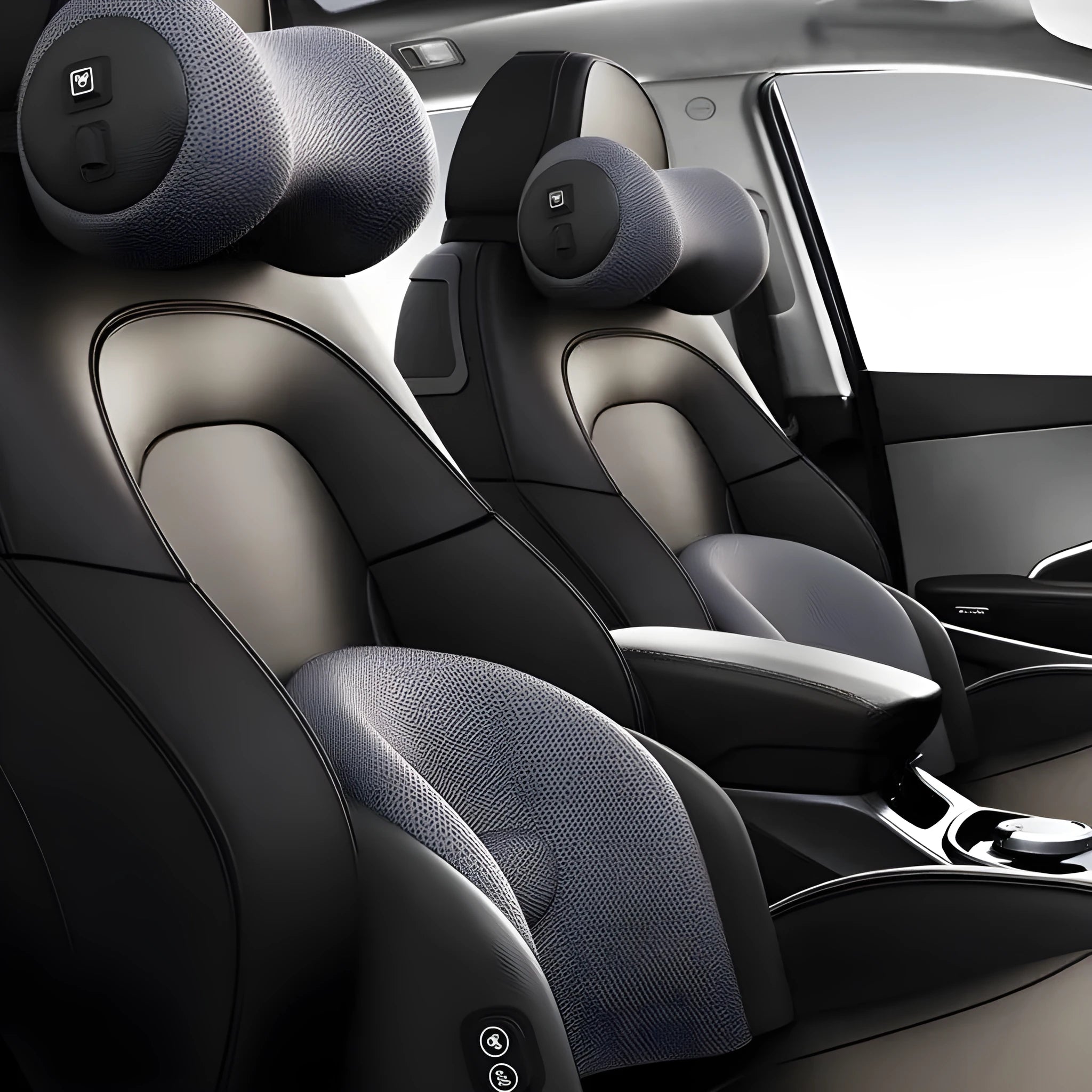 Electric massage cushion in Classic Black memory cotton for car seat headrest and lumbar support