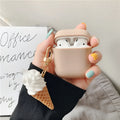 Silicone protector case for Apple AirPods 2 with a cylinder ice cream pattern design.