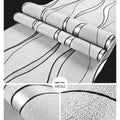 Curve stripe 3D decorative wallpaper roll in dark brown deerskin velvet texture