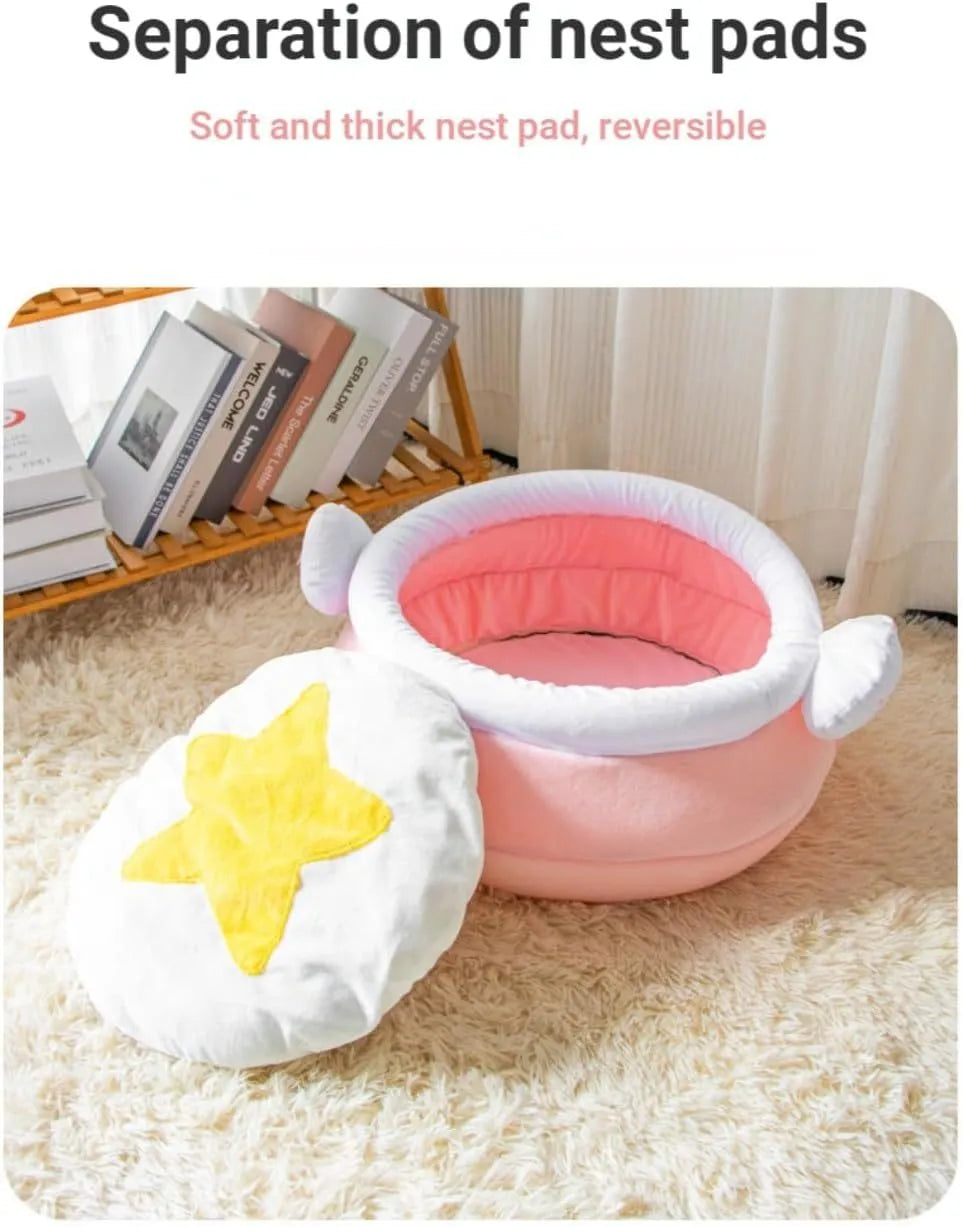 Honey pot magic shape cat sofa bed in pink or yellow with removable pad for small pets