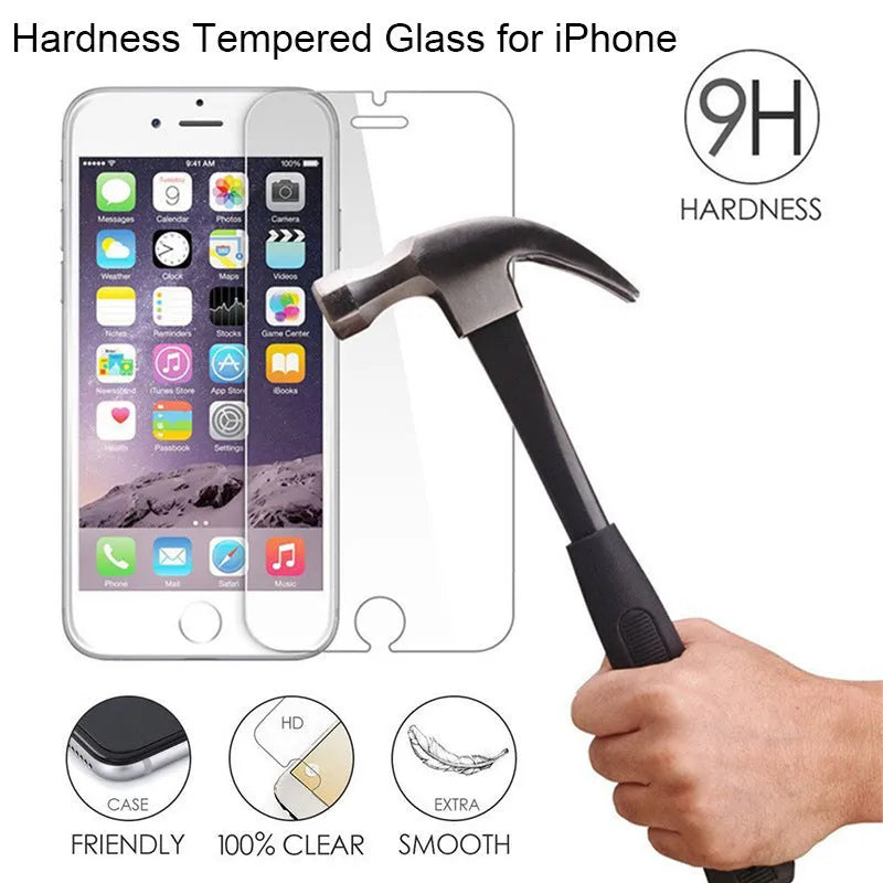 Transparent tempered glass screen protector for Apple iPhone with anti-fingerprint coating