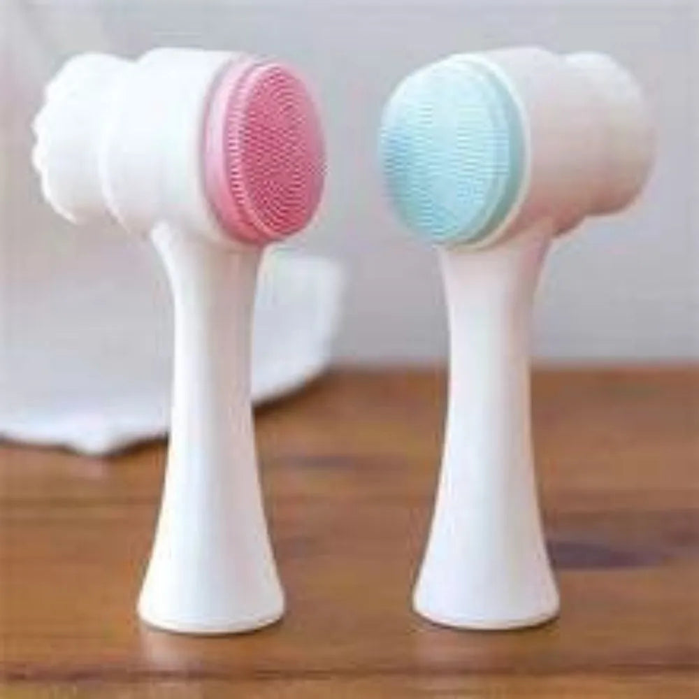 Blue nylon pet paw brush with multiple brush heads for dog and cat grooming