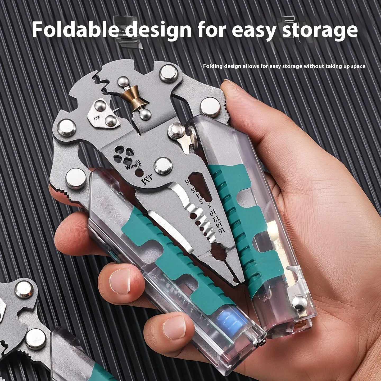 8.8-inch multi-functional electricians' pliers with wire stripper and hardened steel cutting edge