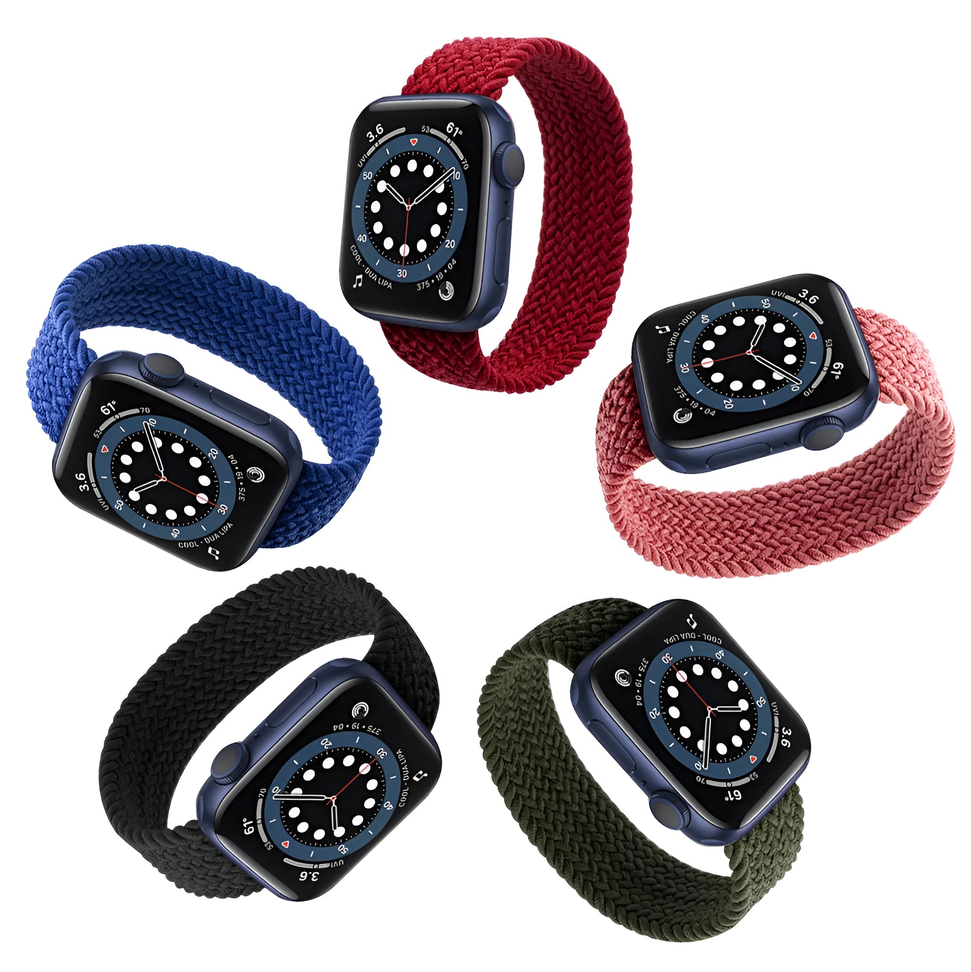 Recycled nylon Apple Watch strap with plastic buckle in multiple colour options