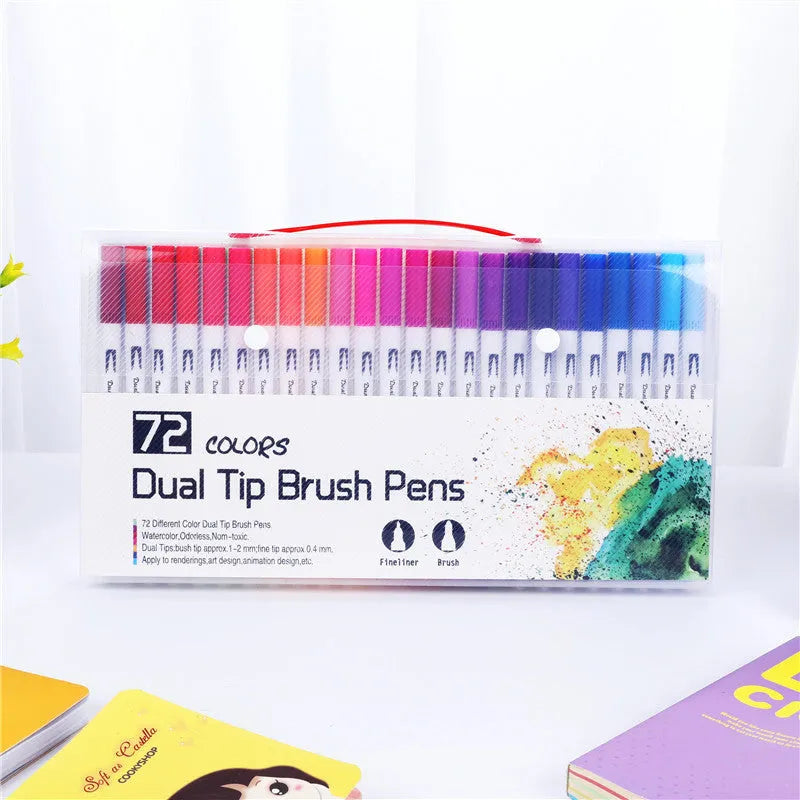 Set of watercolour pens with waterproof ink in assorted colours for drawing and promotional gifts.