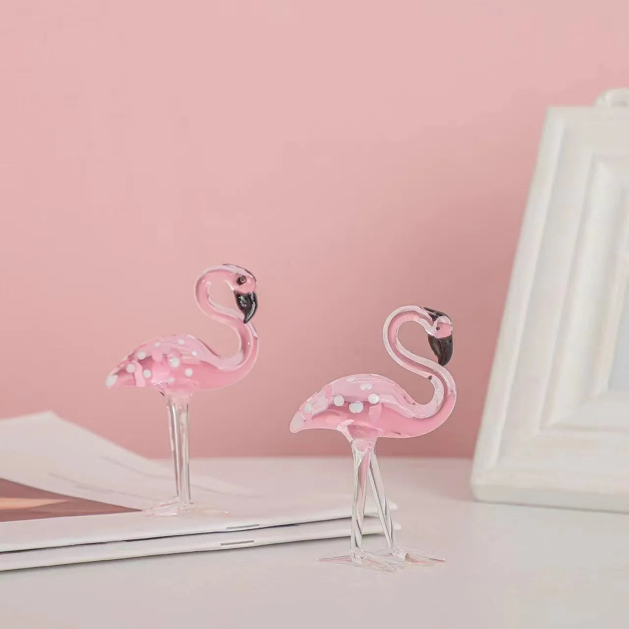 Pink crystal flamingo decorative ornament for home table display