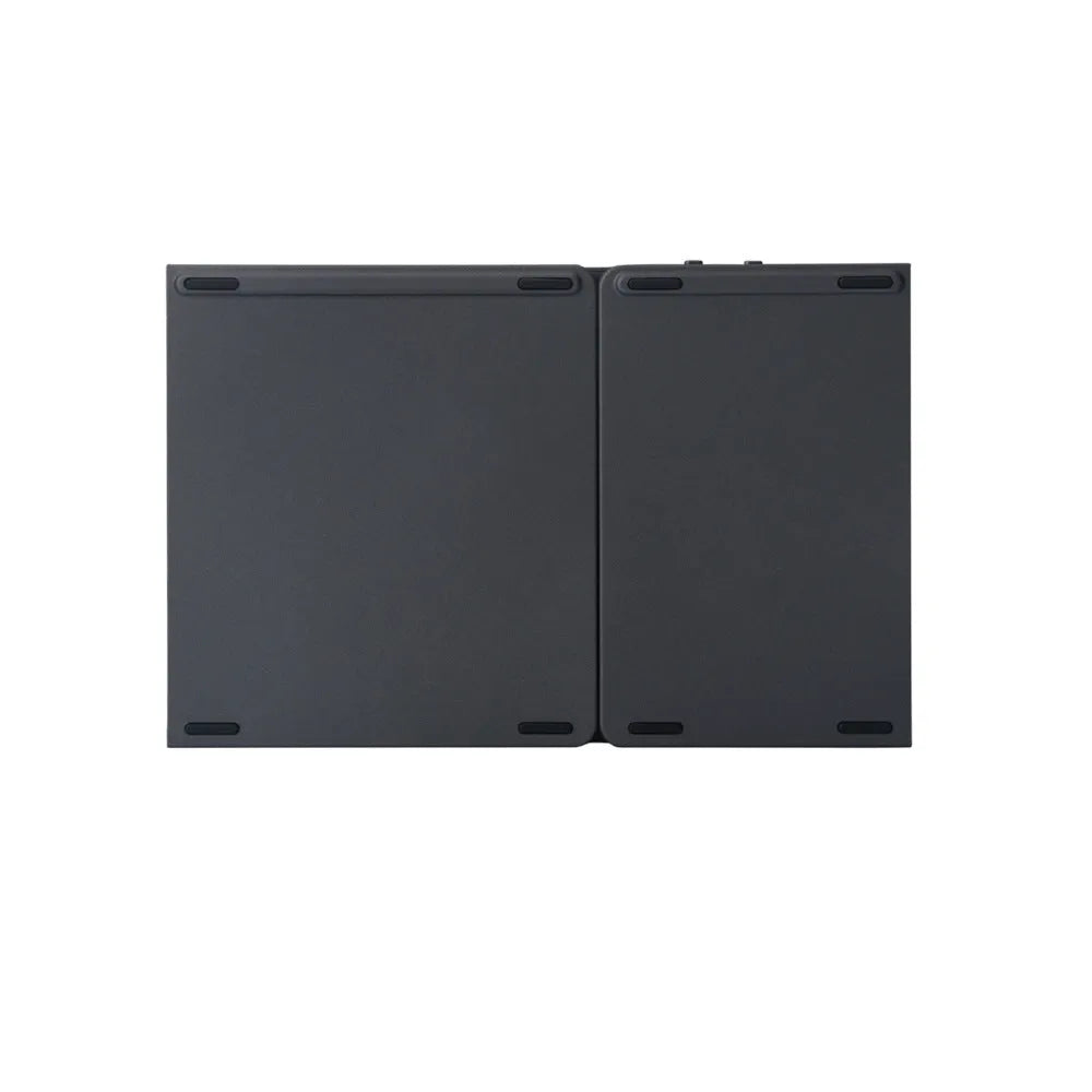Ultra-thin tri-fold folding touch Bluetooth keyboard showing folded and open positions with integrated touchpad