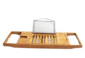 Bamboo bathtub storage frame with single-tier design for bathroom organisation