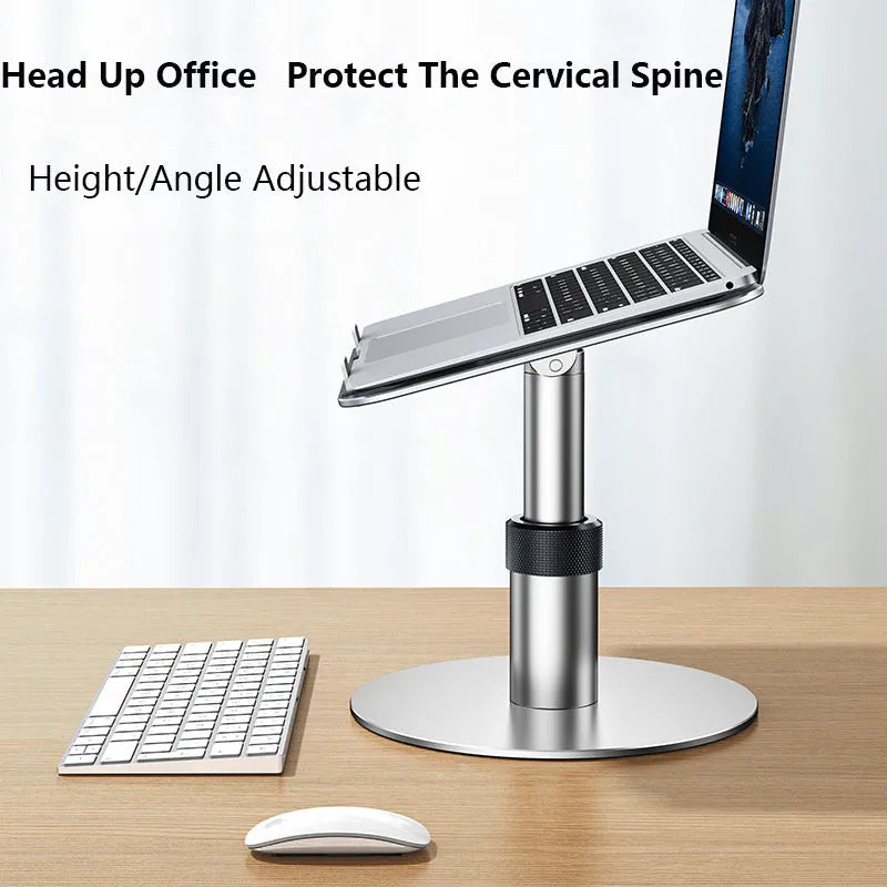 Silver adjustable aluminium alloy car laptop stand with rotating base on a car seat